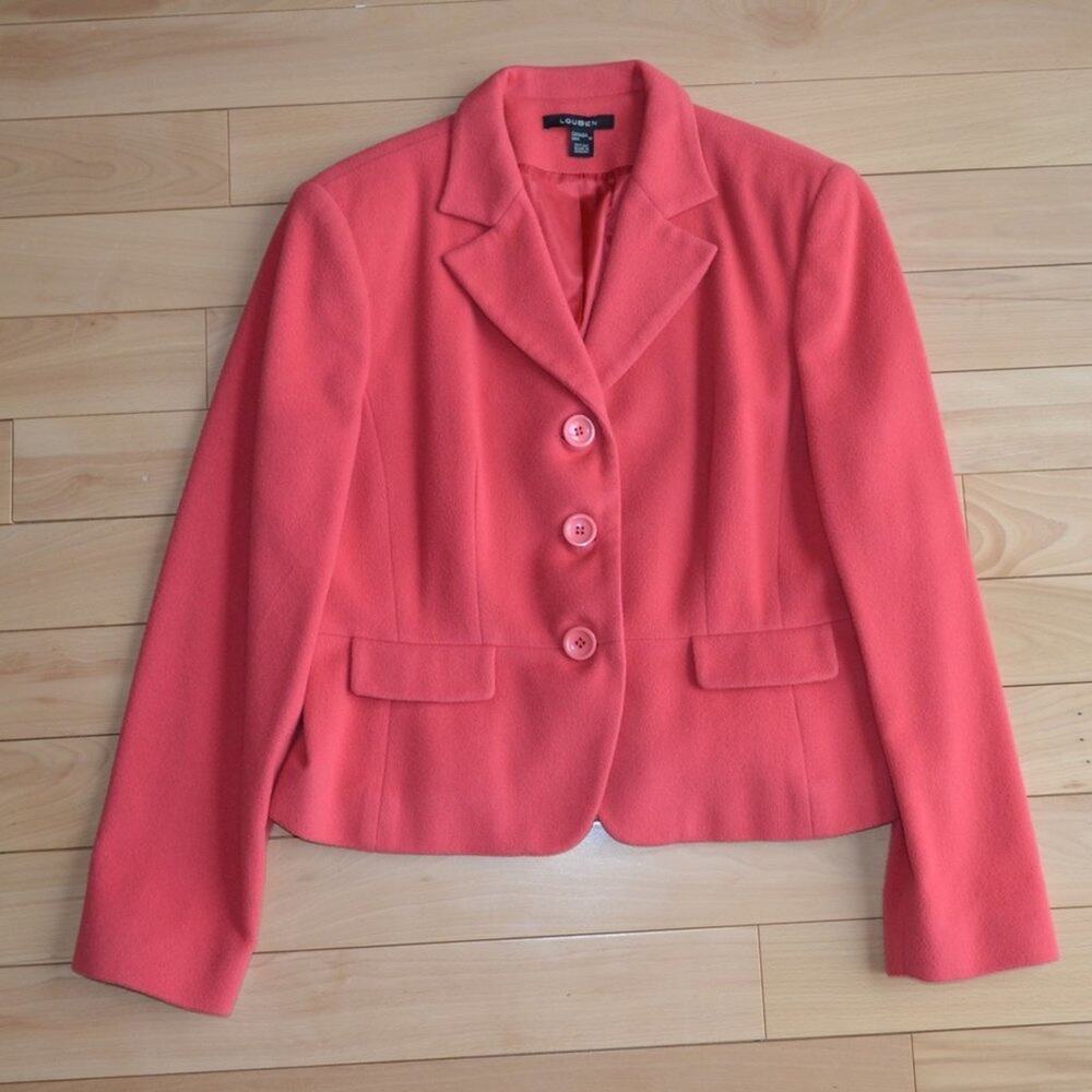 Louben Wool Cashmere Blazer Suit Jacket Size 10 Red